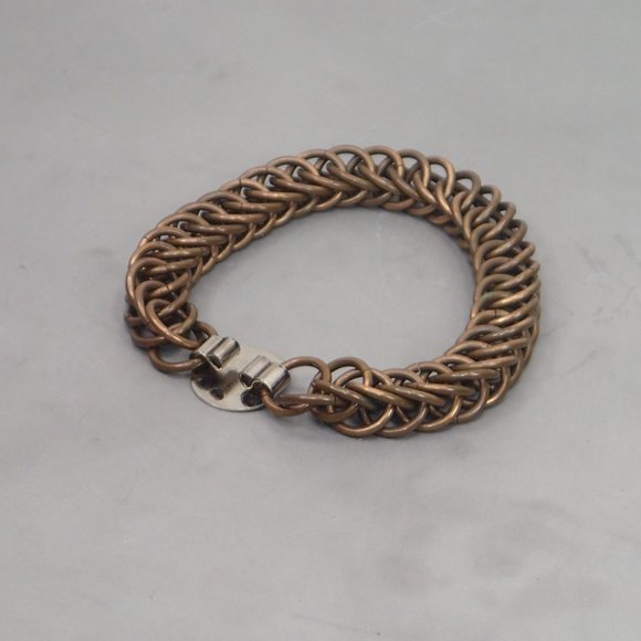 Handcrafted Brass Or Bronze Chain link Metal Handmade Bracelet - Picture 9 of 11